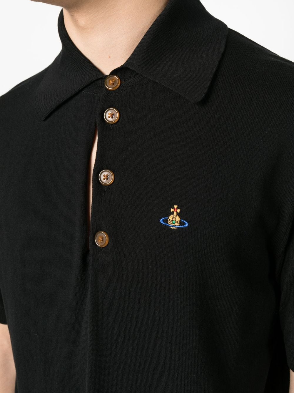 Orb cut-out detail polo shirt - 5