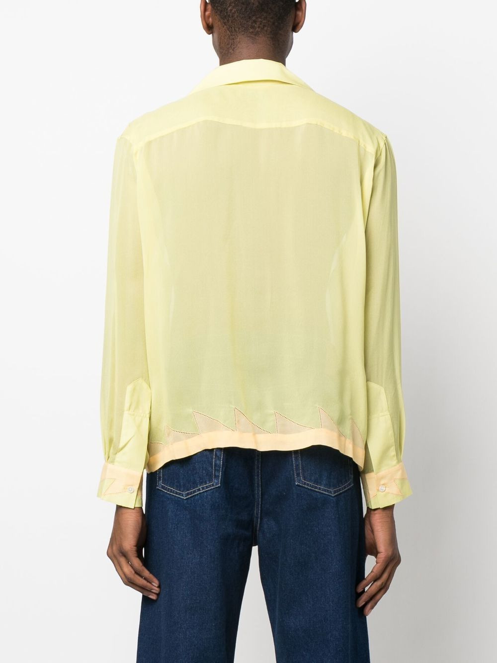 geometric-panneled silk shirt - 4