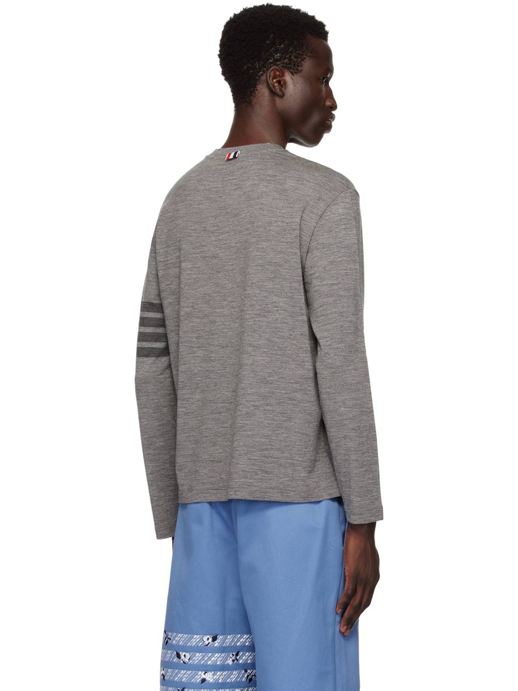 Gray 4-Bar Long Sleeve T-Shirt - 3