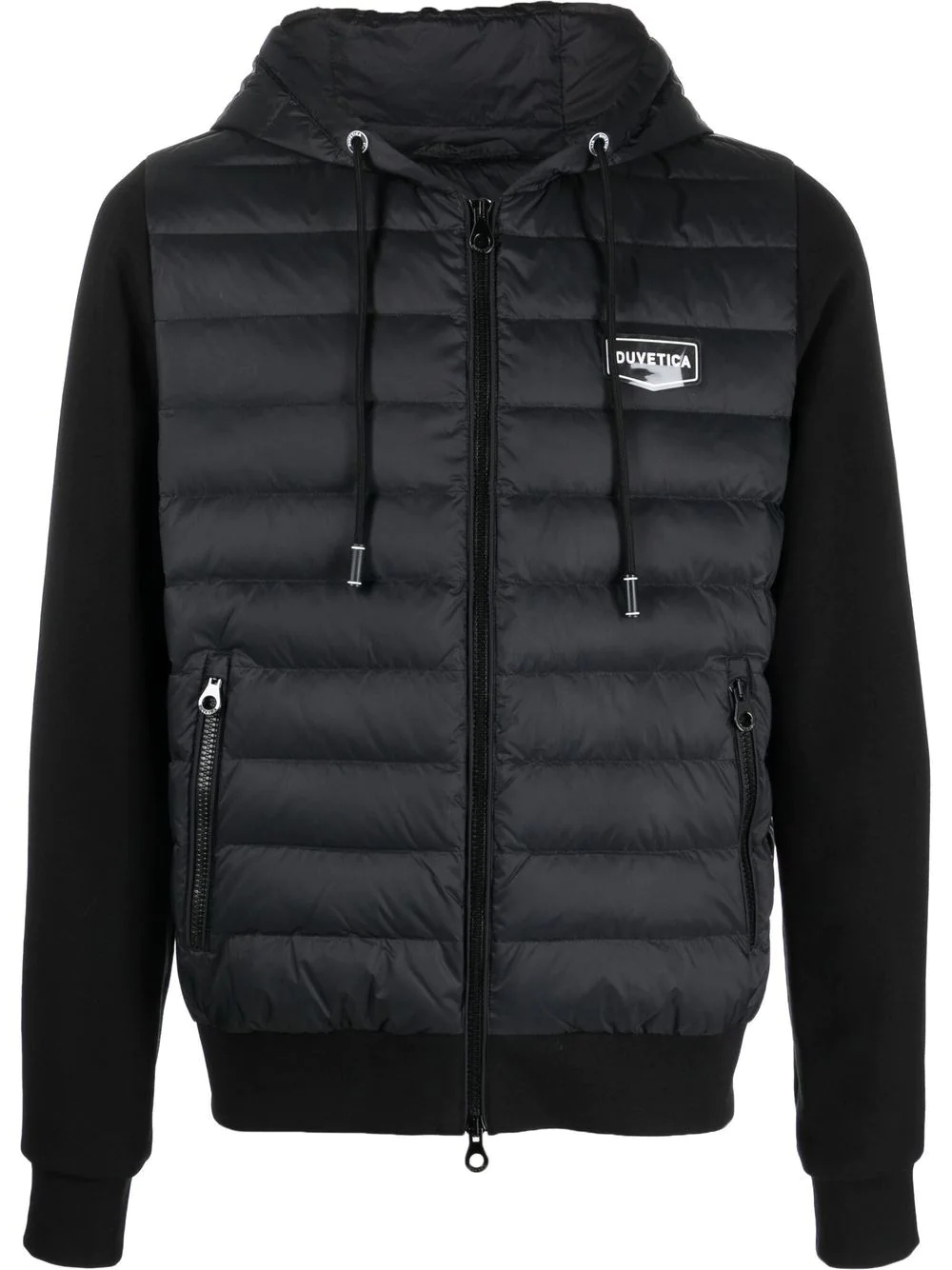 logo-patch quilted jacket - 1