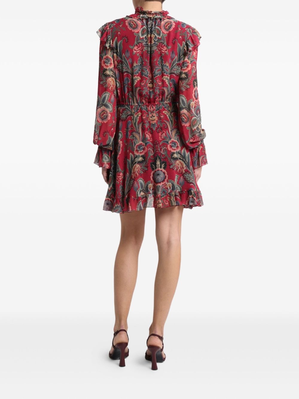 ruffled floral print mini dress - 3
