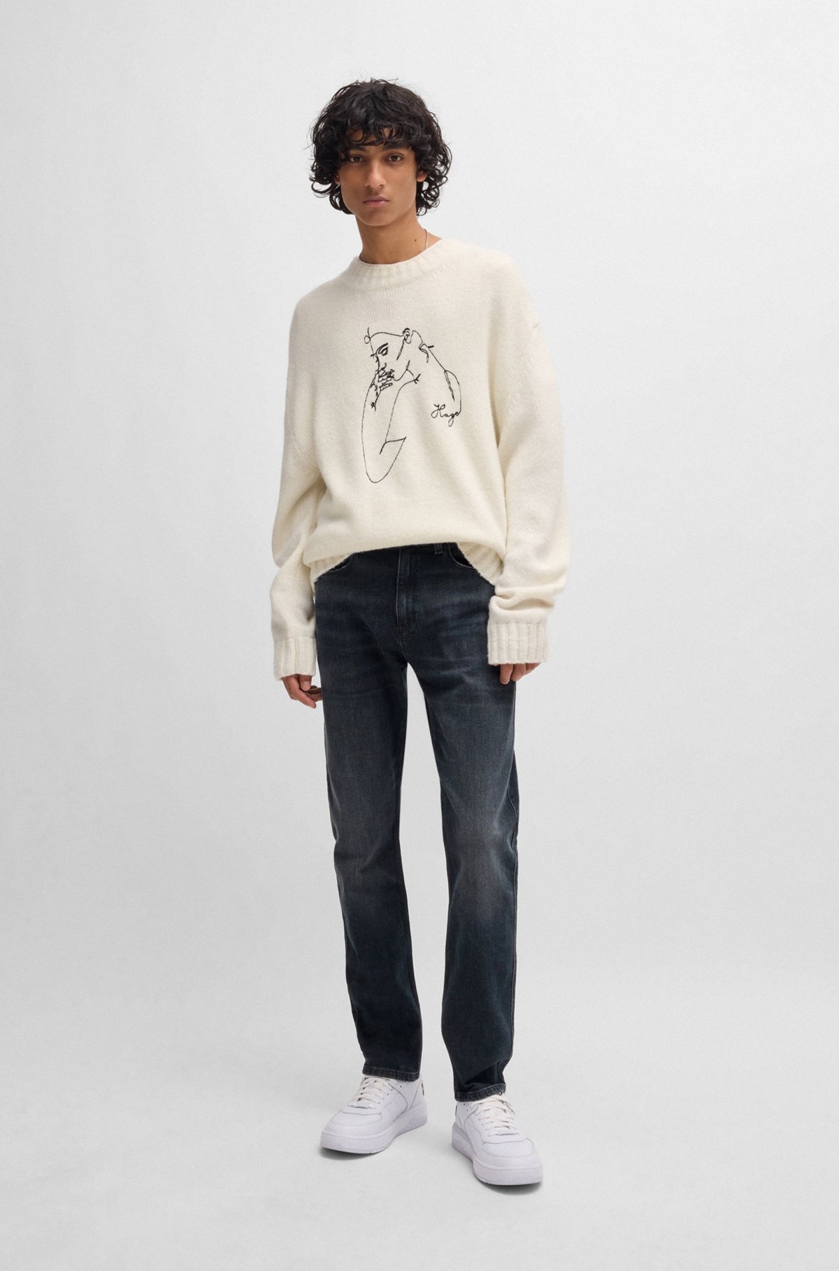 SLIM-FIT JEANS IN STRETCH DENIM WITH USED EFFECTS - 3
