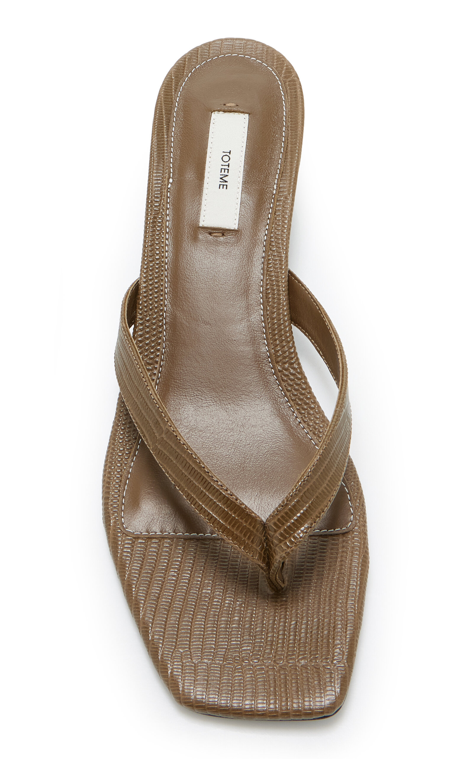 Lizard-Effect Leather Flip Flop Sandals olive - 3