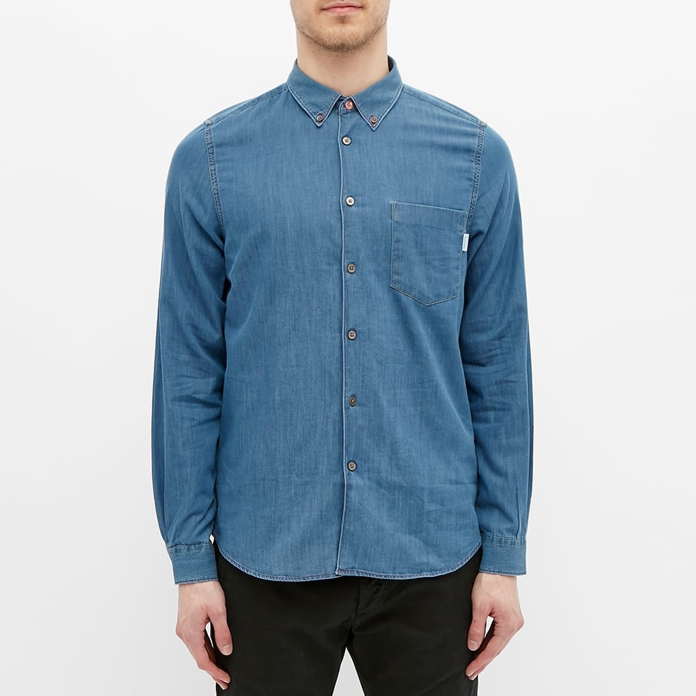 Paul Smith Multi Coloured Stitch Button Down Denim Shirt - 4