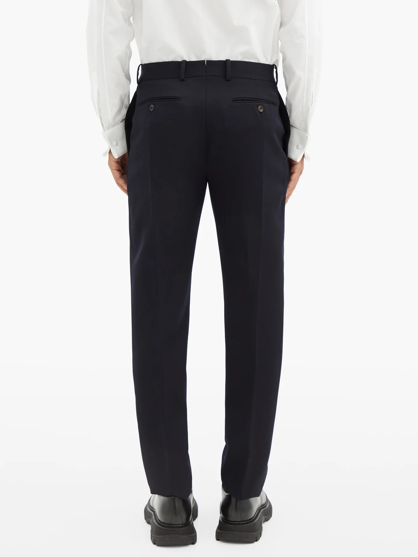 Tapered-leg wool-crepe suit trousers - 5