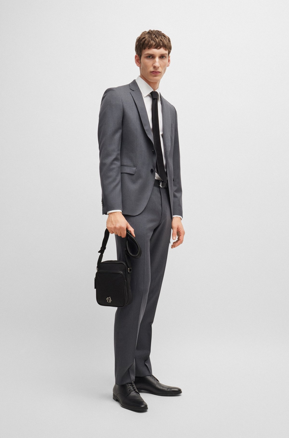 TWILL REPORTER BAG WITH DOUBLE B MONOGRAM - 3