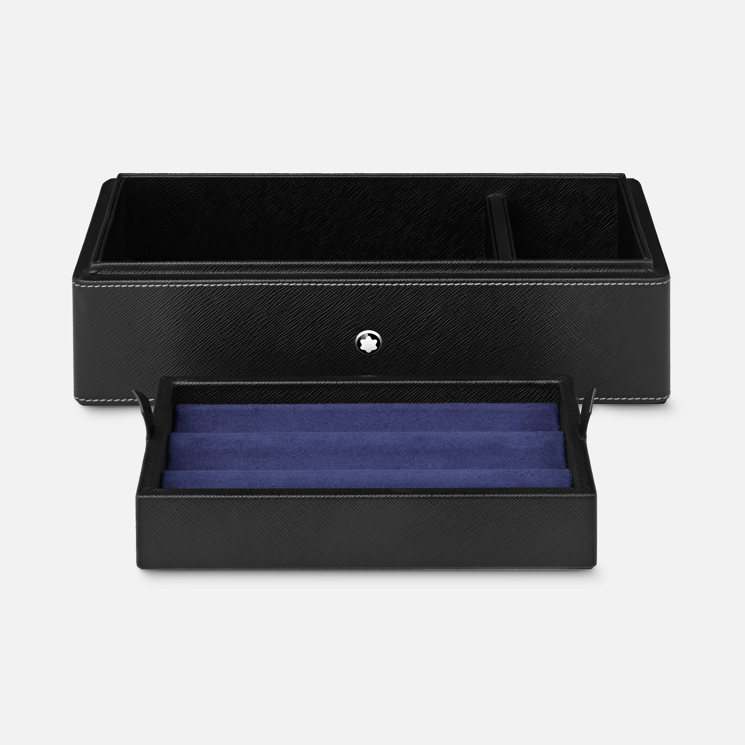 Desk Box in leather for three writing instruments and an ink bottle - 6