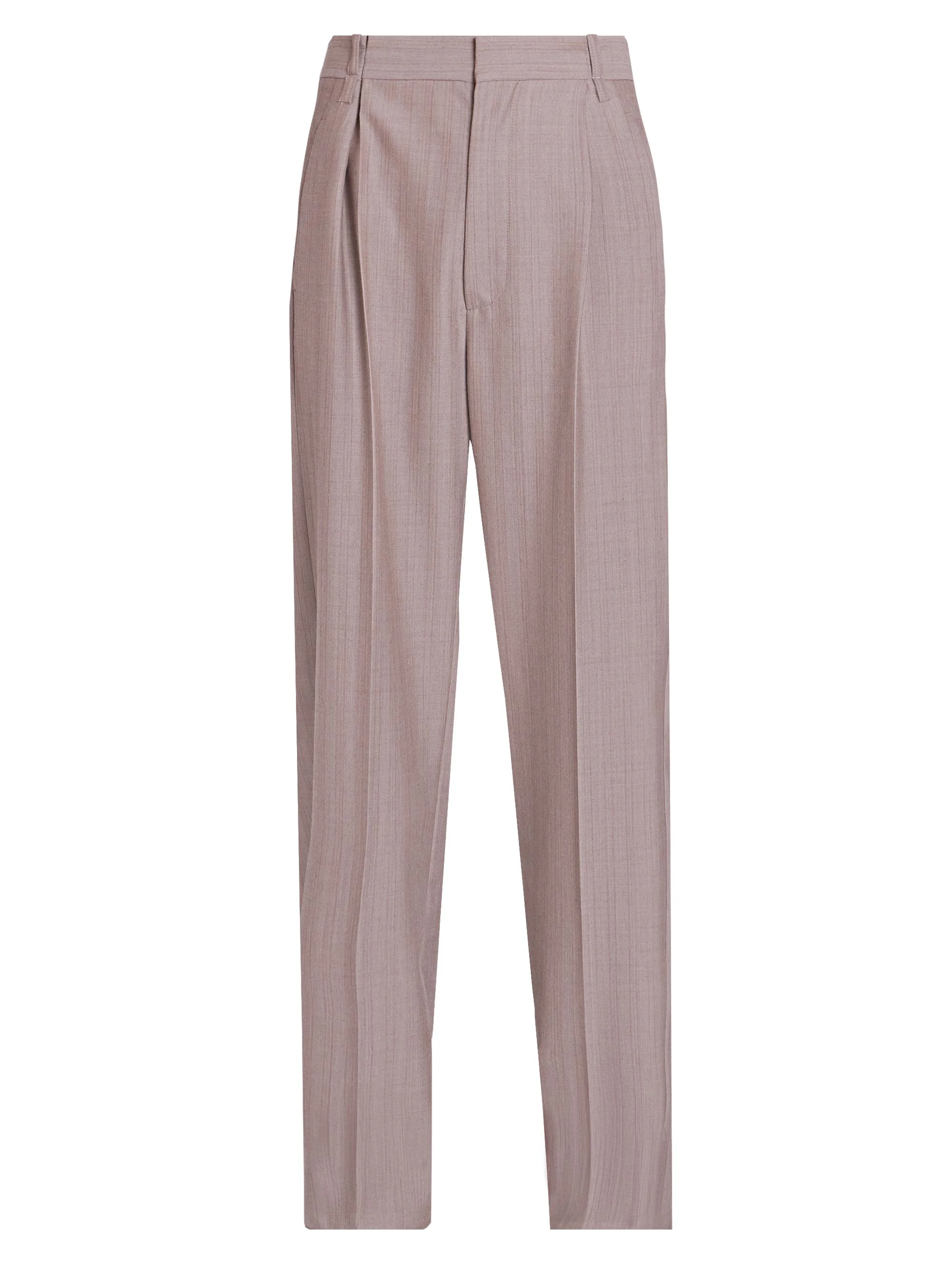 Women's Pleated Wool Waist Trousers - Limestone - 1
