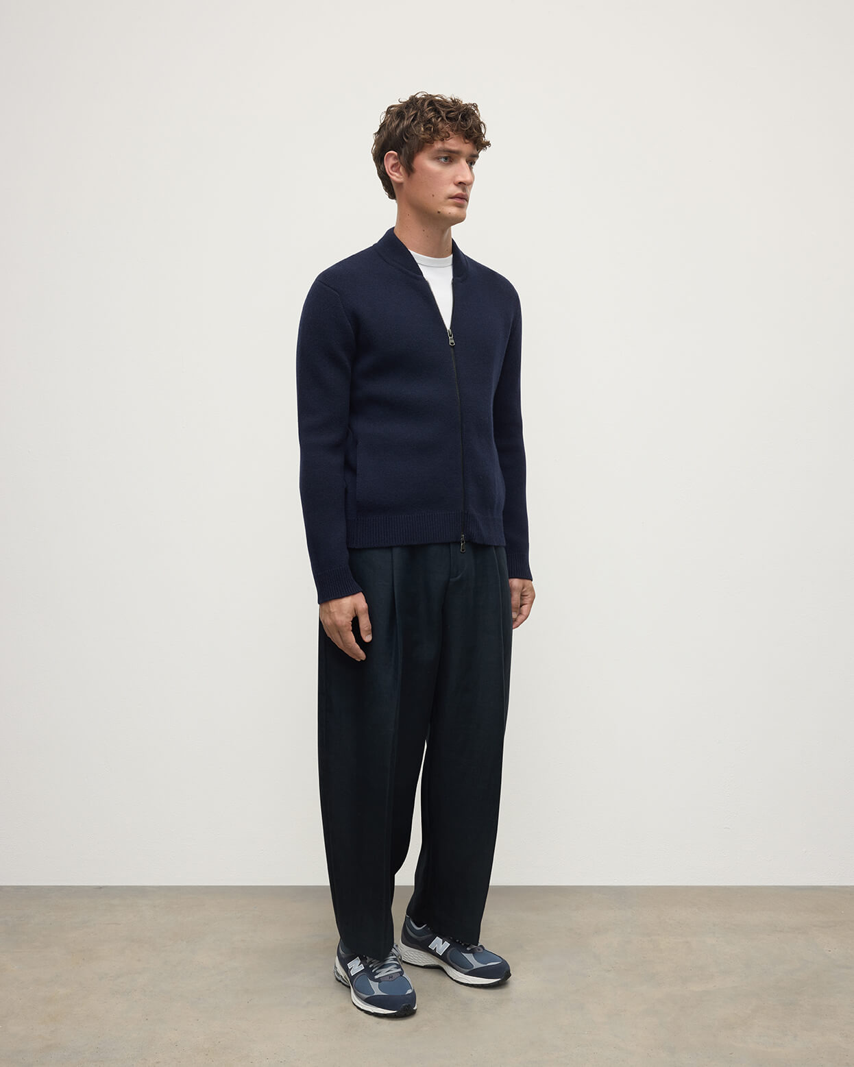 Cashmere Milano Stitch Navy Zip Jacket - 3