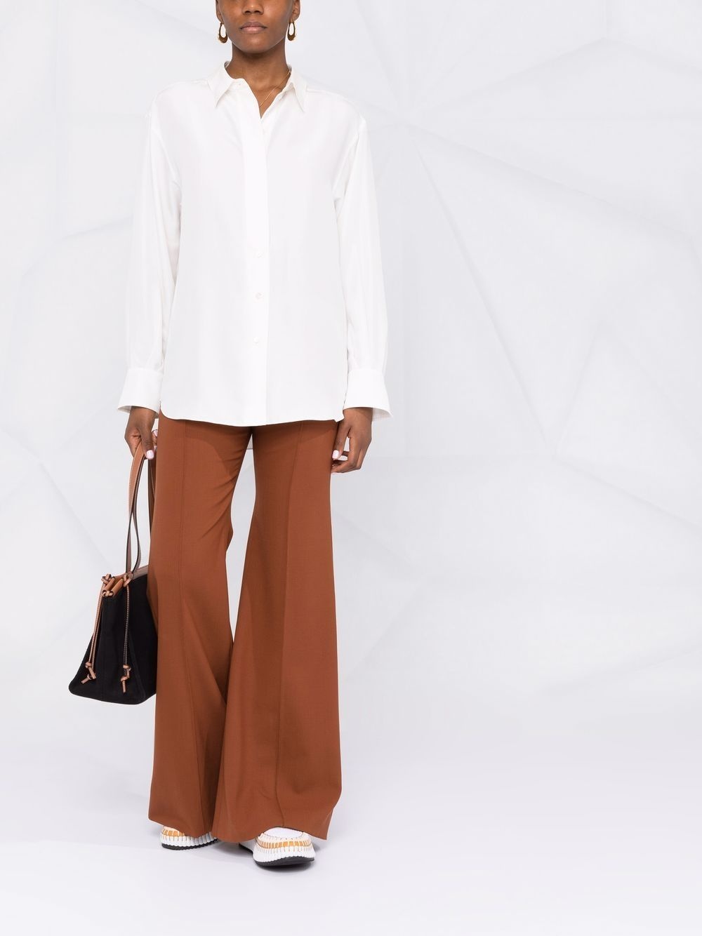 button-detail silk shirt - 2