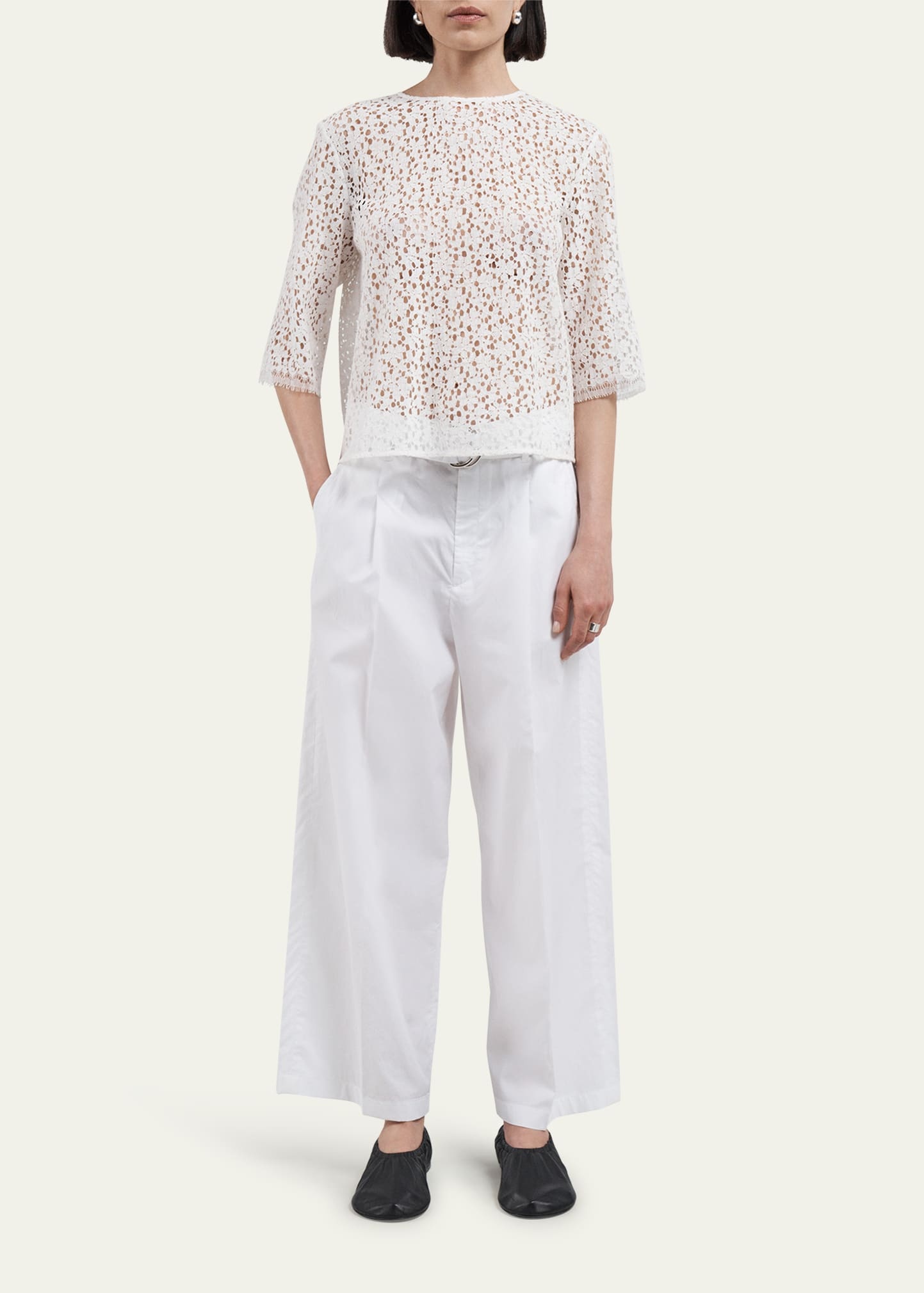 Lace Short Sleeve T-Shirt - 2