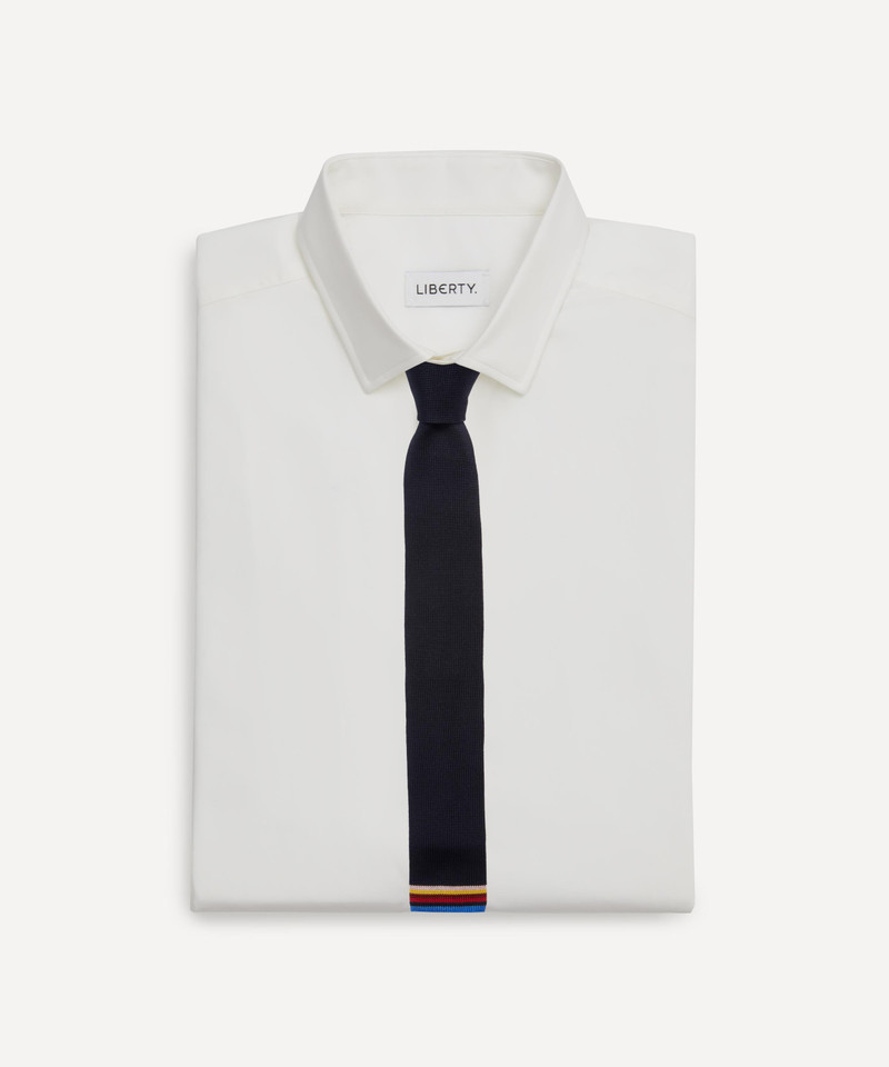 Paul Smith Navy Knit Striped Tie outlook