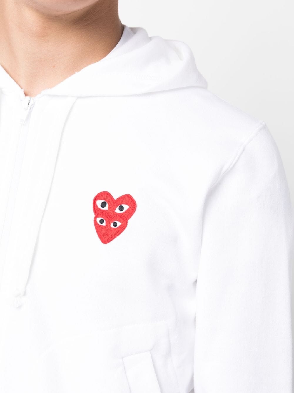 heart-print zipped cotton hoodie - 5