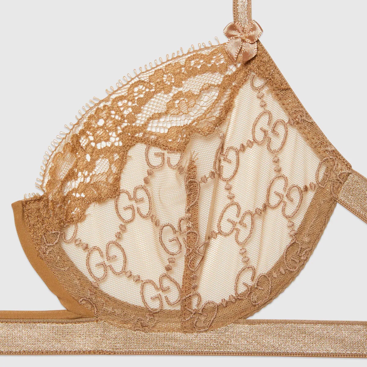 GG embroidered tulle lingerie set - 4