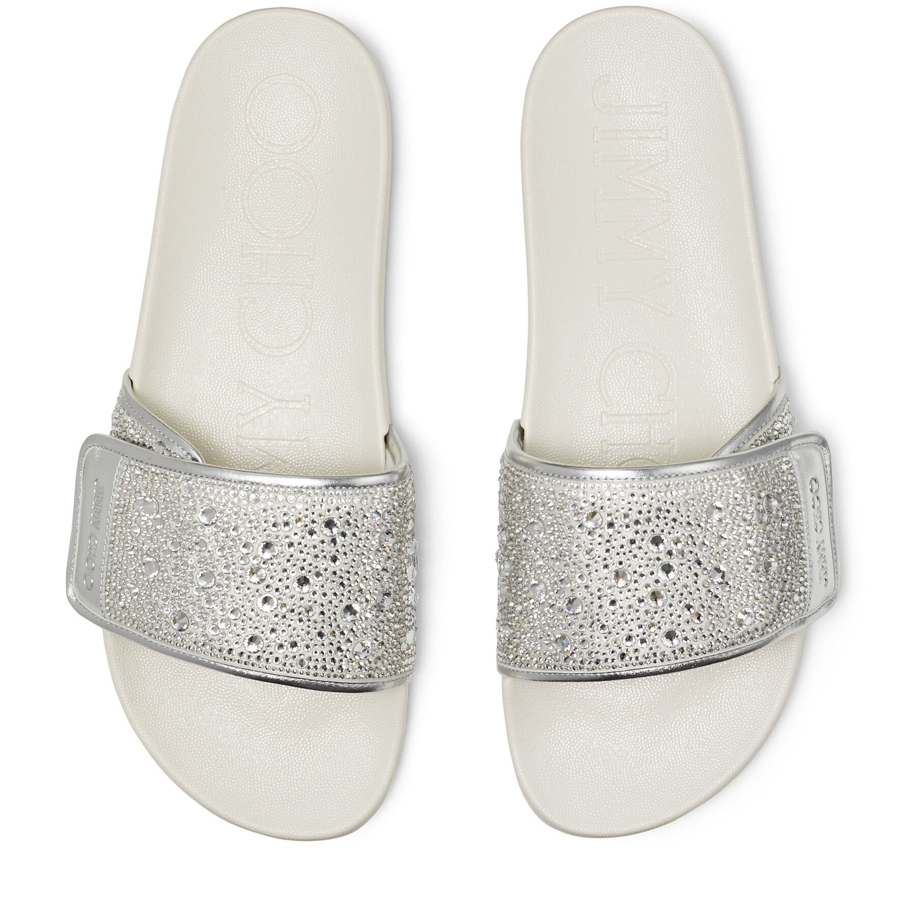 Fitz/M
Ivory Satin and Metallic Nappa Slides with Crystal Embellishment - 4