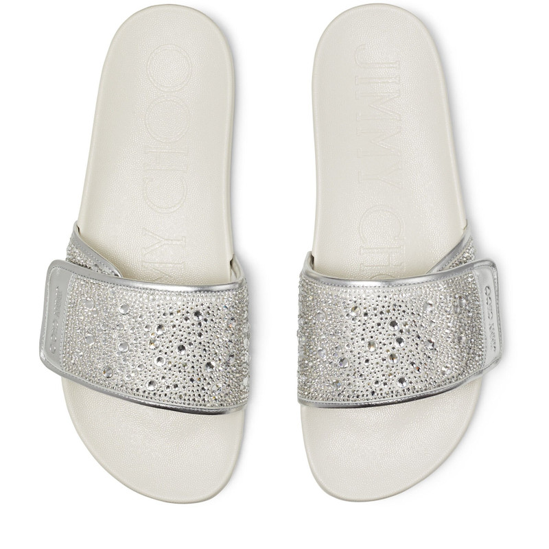 Fitz/M
Ivory Satin and Metallic Nappa Slides with Crystal Embellishment 4