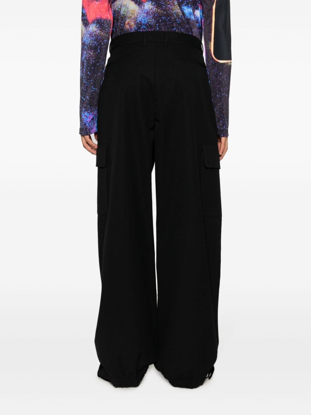 wide-leg wool-blend trousers - 4