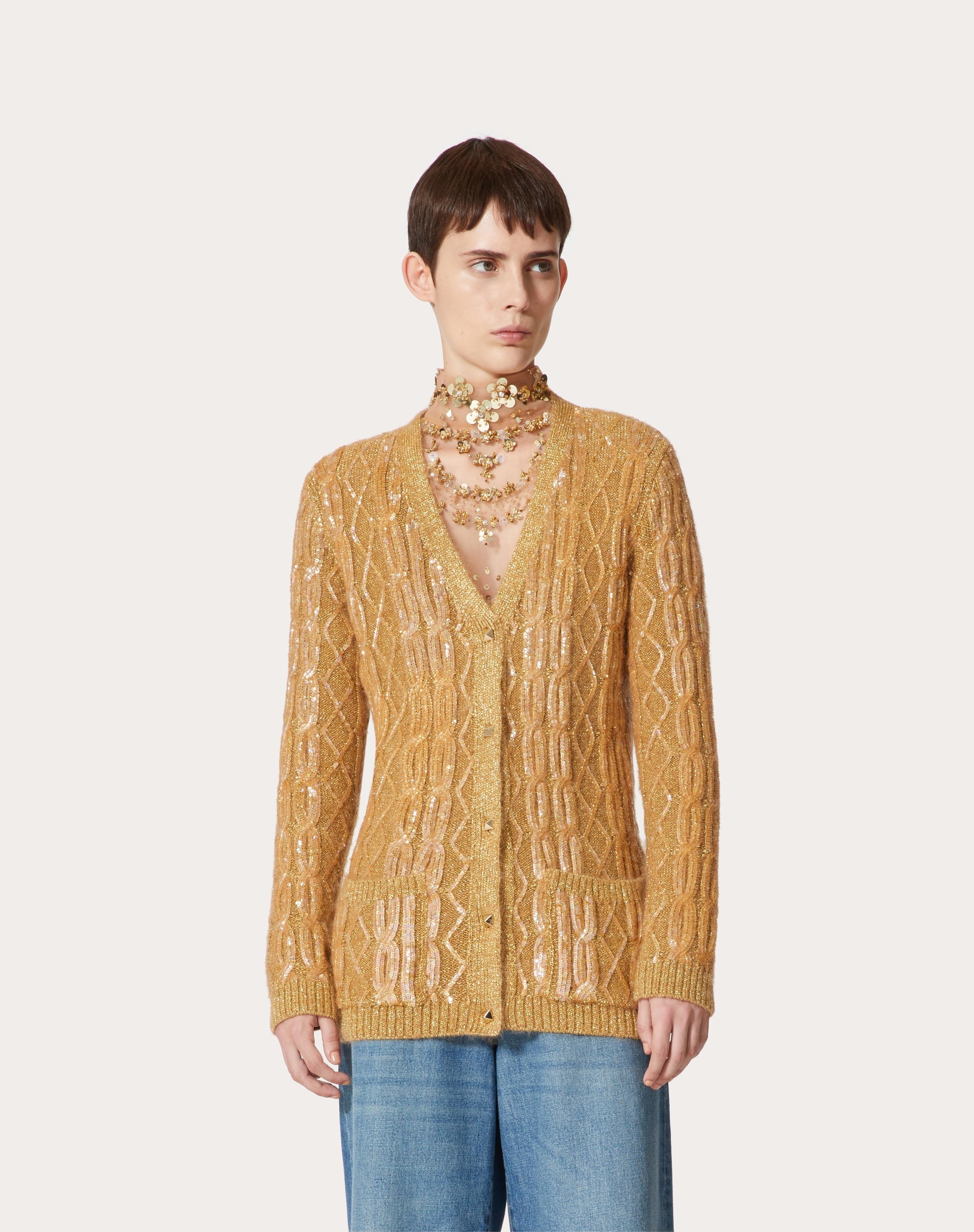 EMBROIDERED MOHAIR LUREX CARDIGAN - 3
