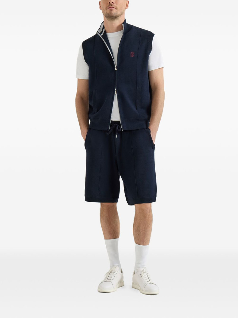 Brunello Cucinelli cotton and silk french-terry double-knit vest with logo outlook