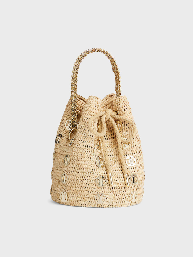 BEIGE 1969 RAFFIA BUCKET BAG 1