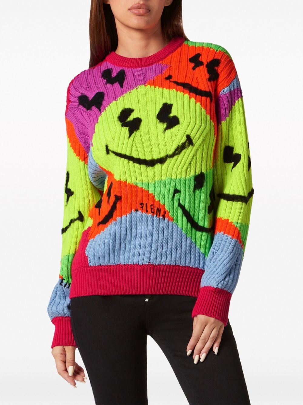 smile-intarsia ribbed-knit jumper - 3