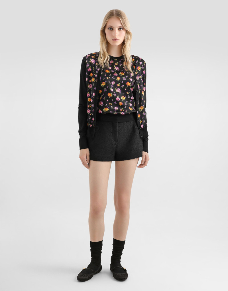 Dolce & Gabbana Small rose bouquets-print satin cardigan outlook