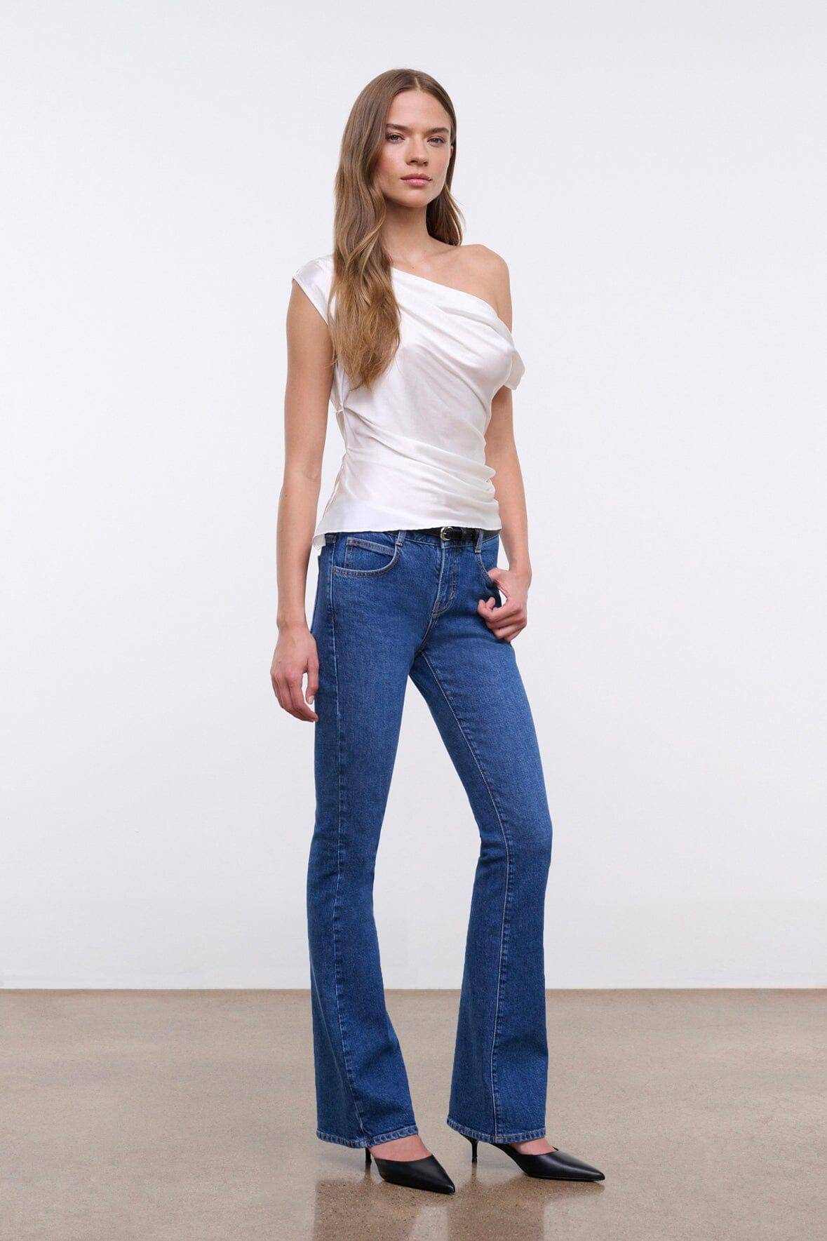 STAUD KYLE STRETCH FLARE JEAN STONE BLUE - 3