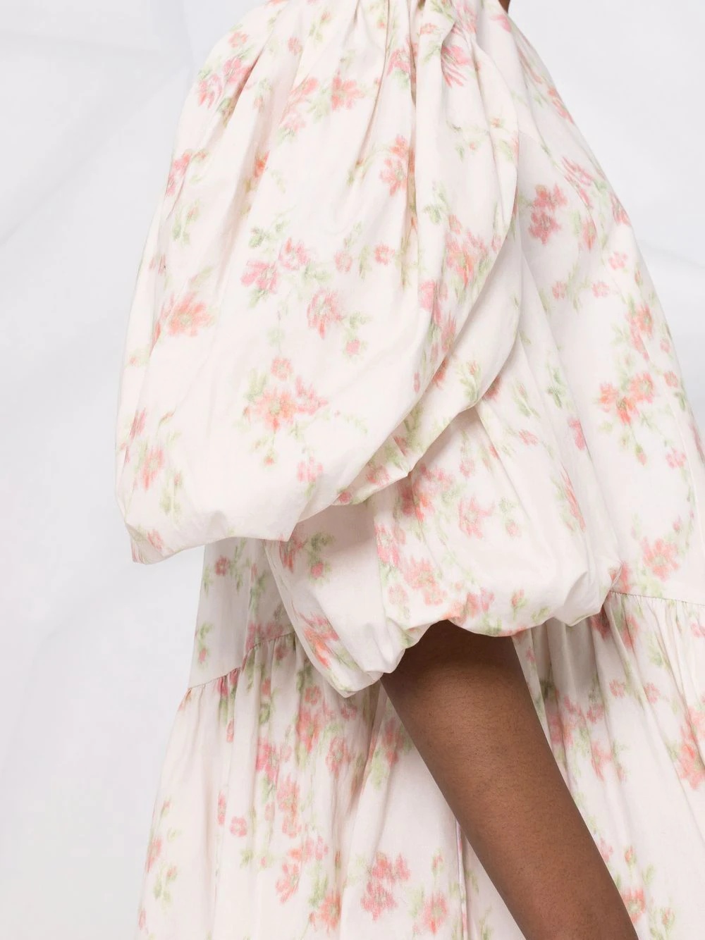 floral-print puff-sleeve midi dress - 3
