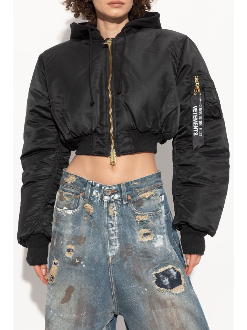 cropped bomber jacket - 3