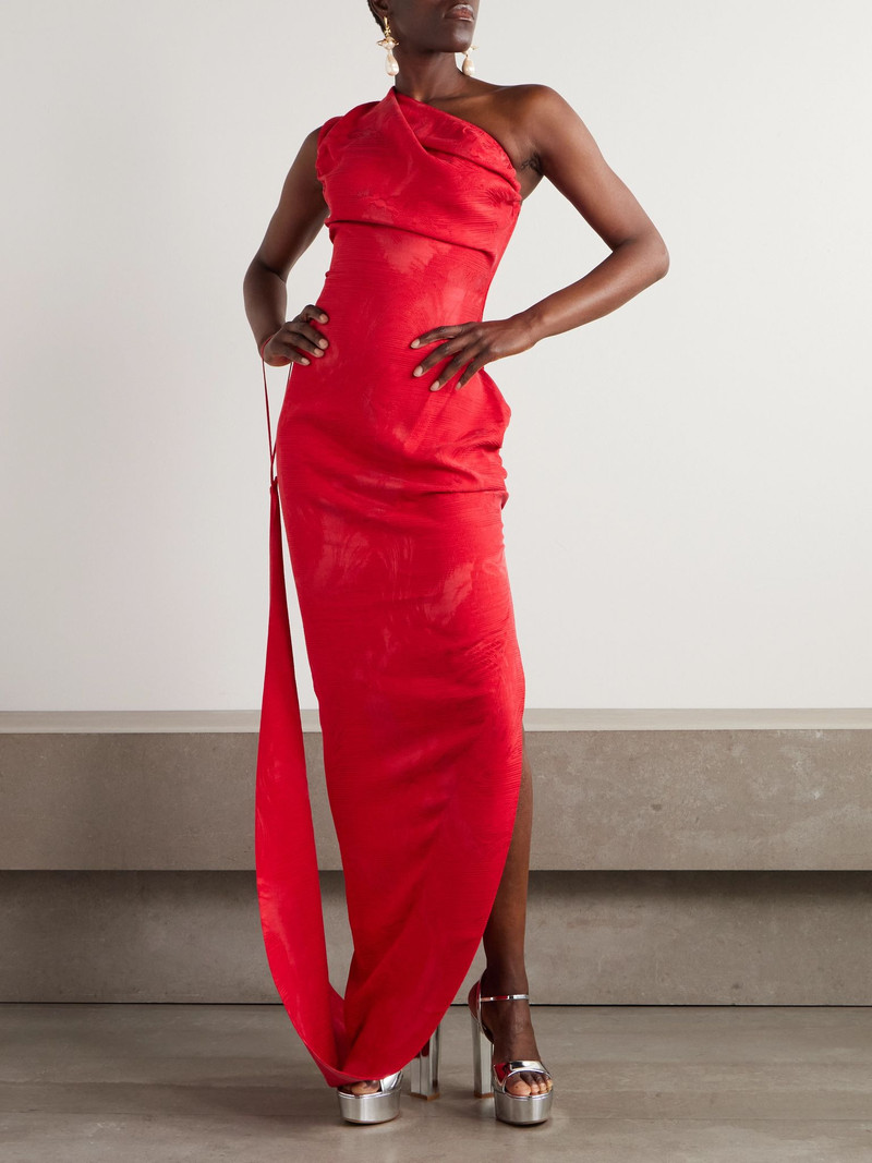 Vivienne Westwood Andreas one-shoulder gathered jacquard gown Red outlook