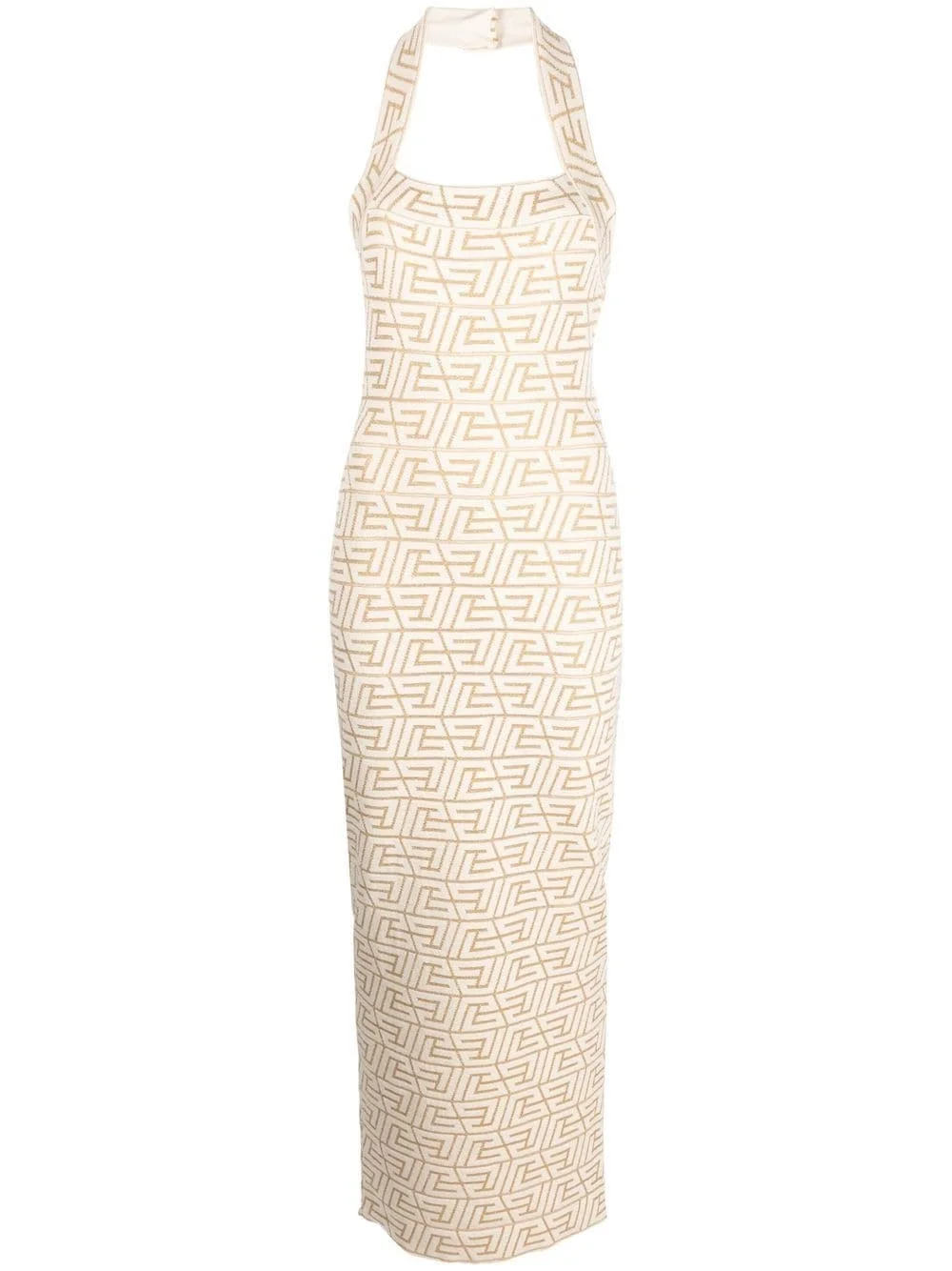 logo-jacquard halterneck dress - 1