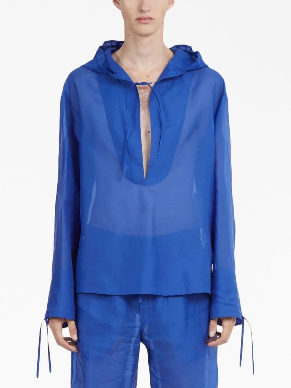 hooded organza blouse - 3