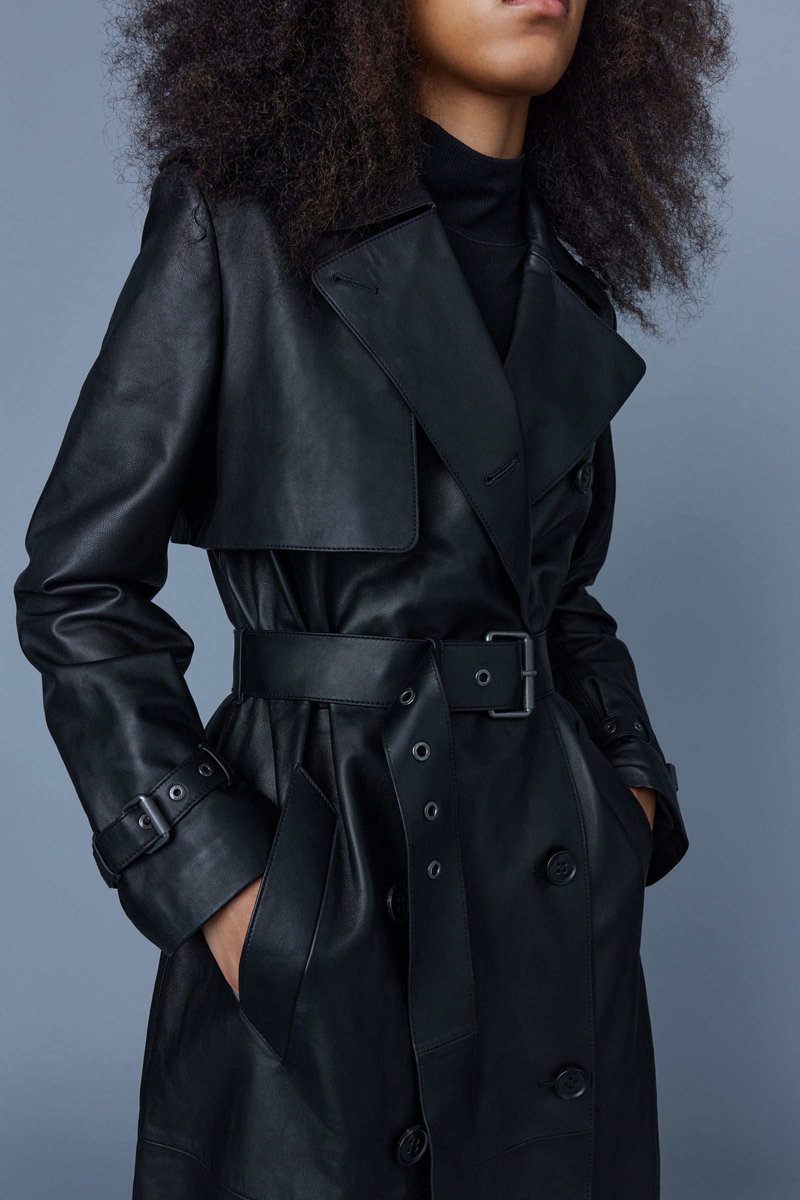 GAEL-Z Leather trench coat with belt - 5
