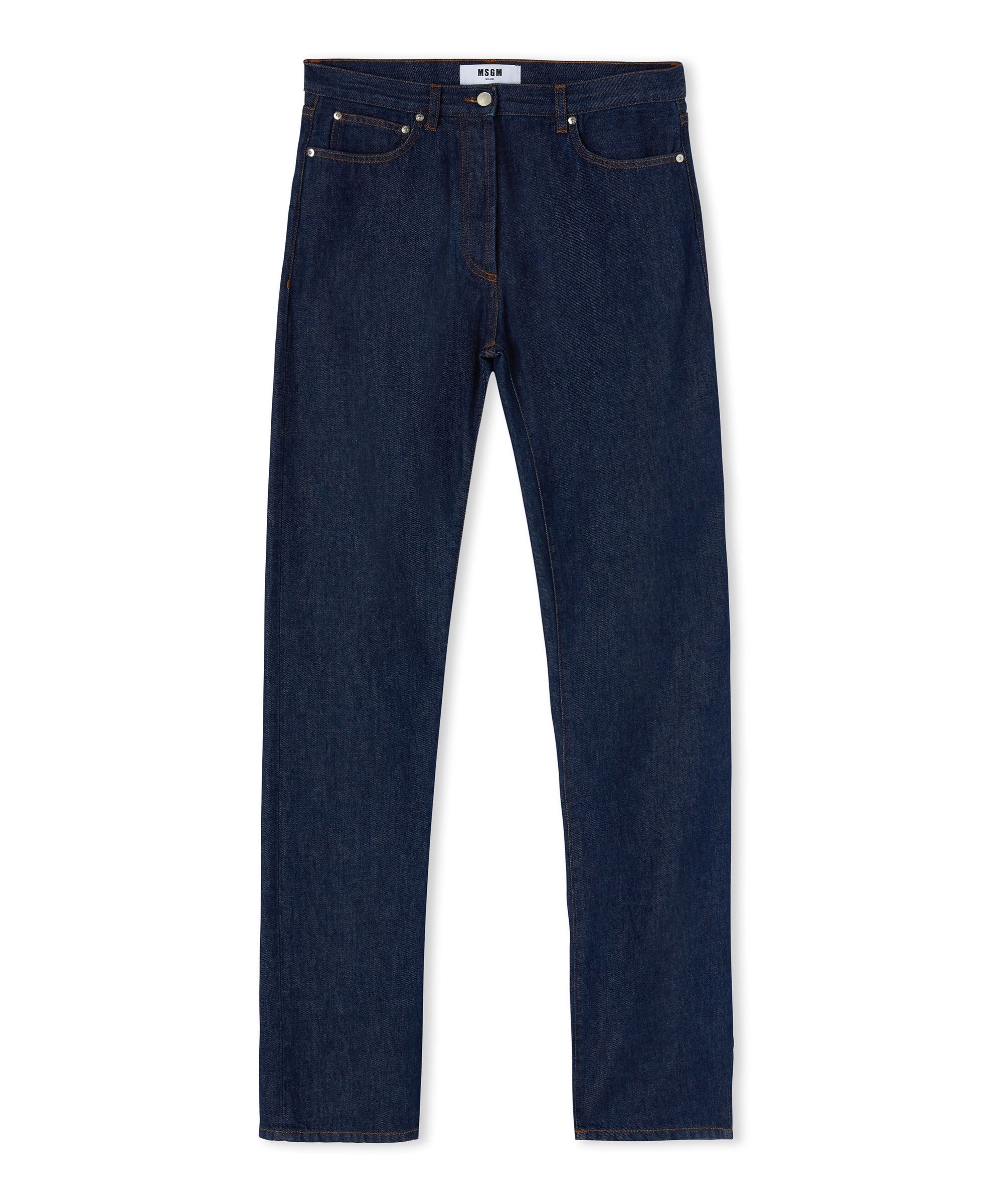 Solid color tailored jeans with straight legs - 1