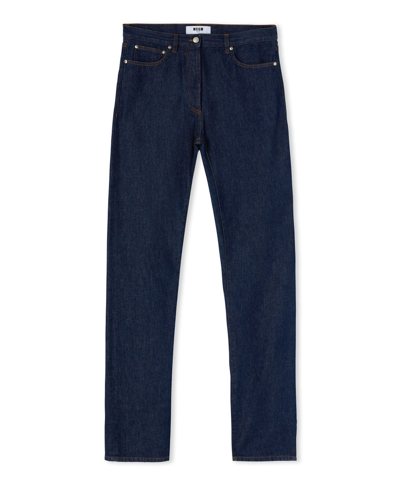 Solid color tailored jeans with straight legs 1