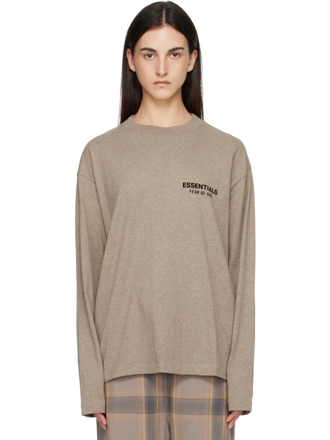 Beige Classic Fit Long Sleeve T-shirt - 1