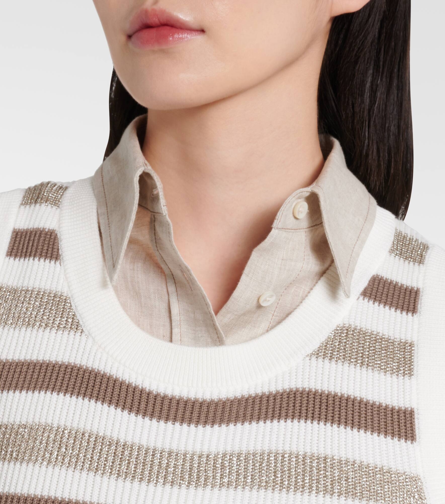 Striped cotton sweater vest - 4