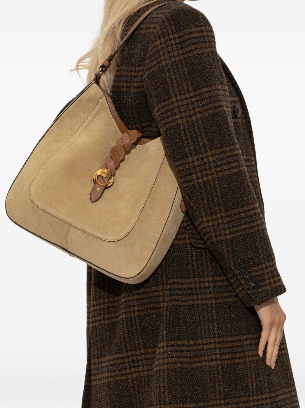 braided-detail suede shoulder bag - 2