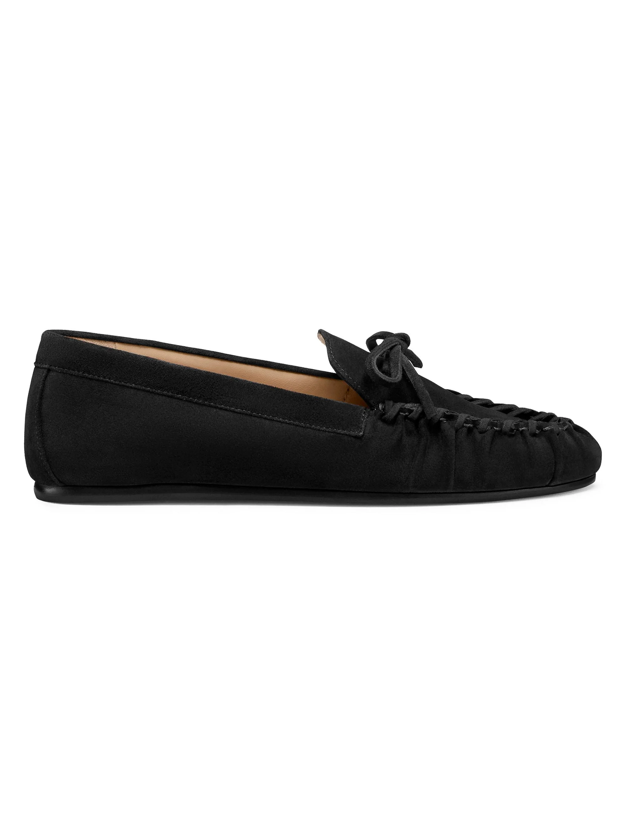 Women's Britt Bow Suede Loafers - Black - 1