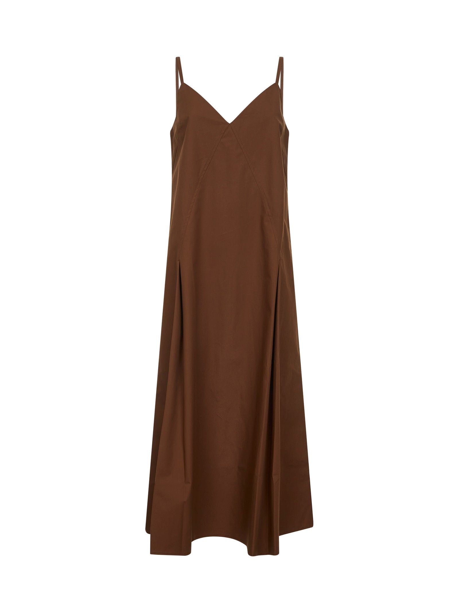 Brown cotton Oma midi slip dress - 1