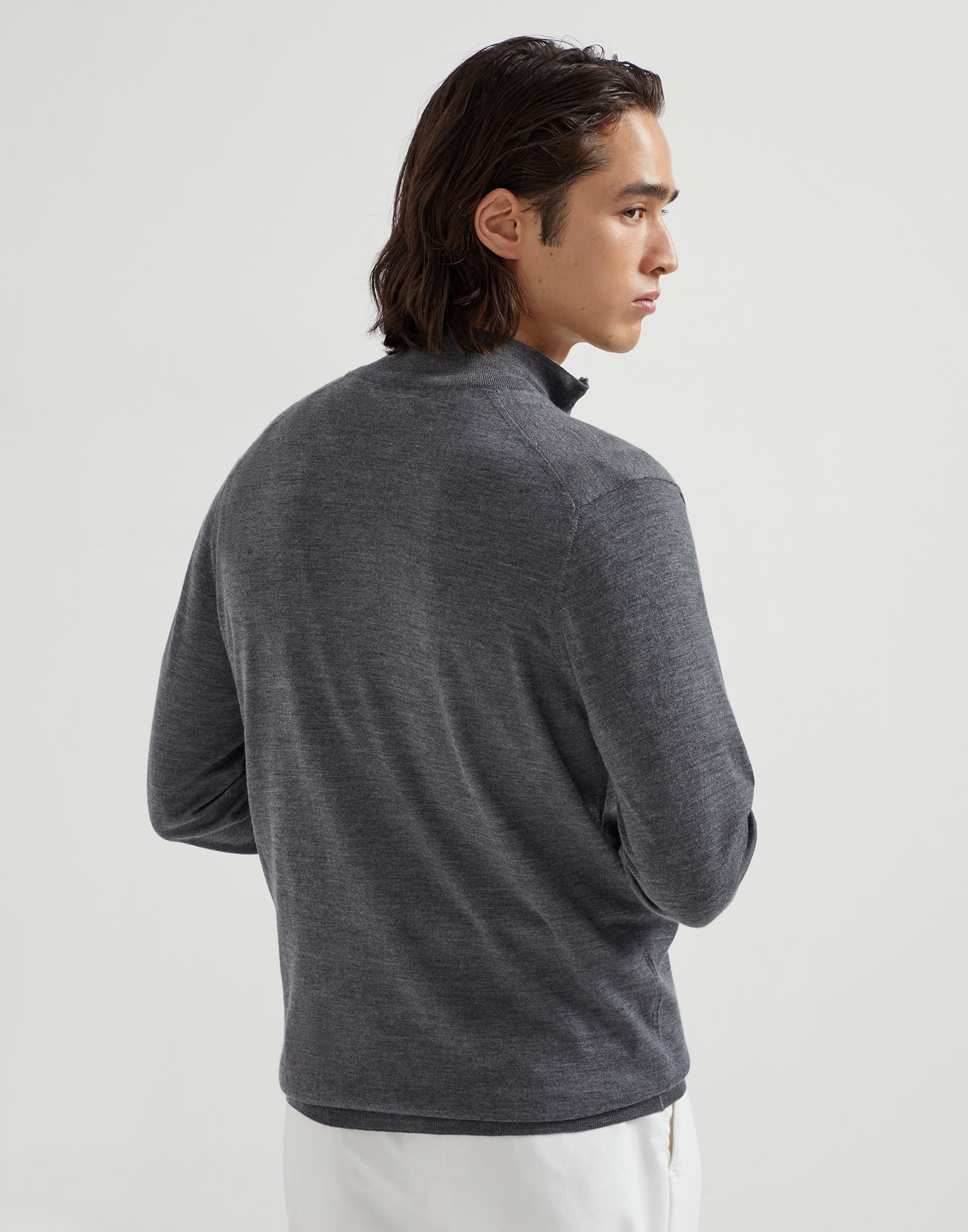 Virgin wool and cashmere lightweight sweater with half-zip - 2