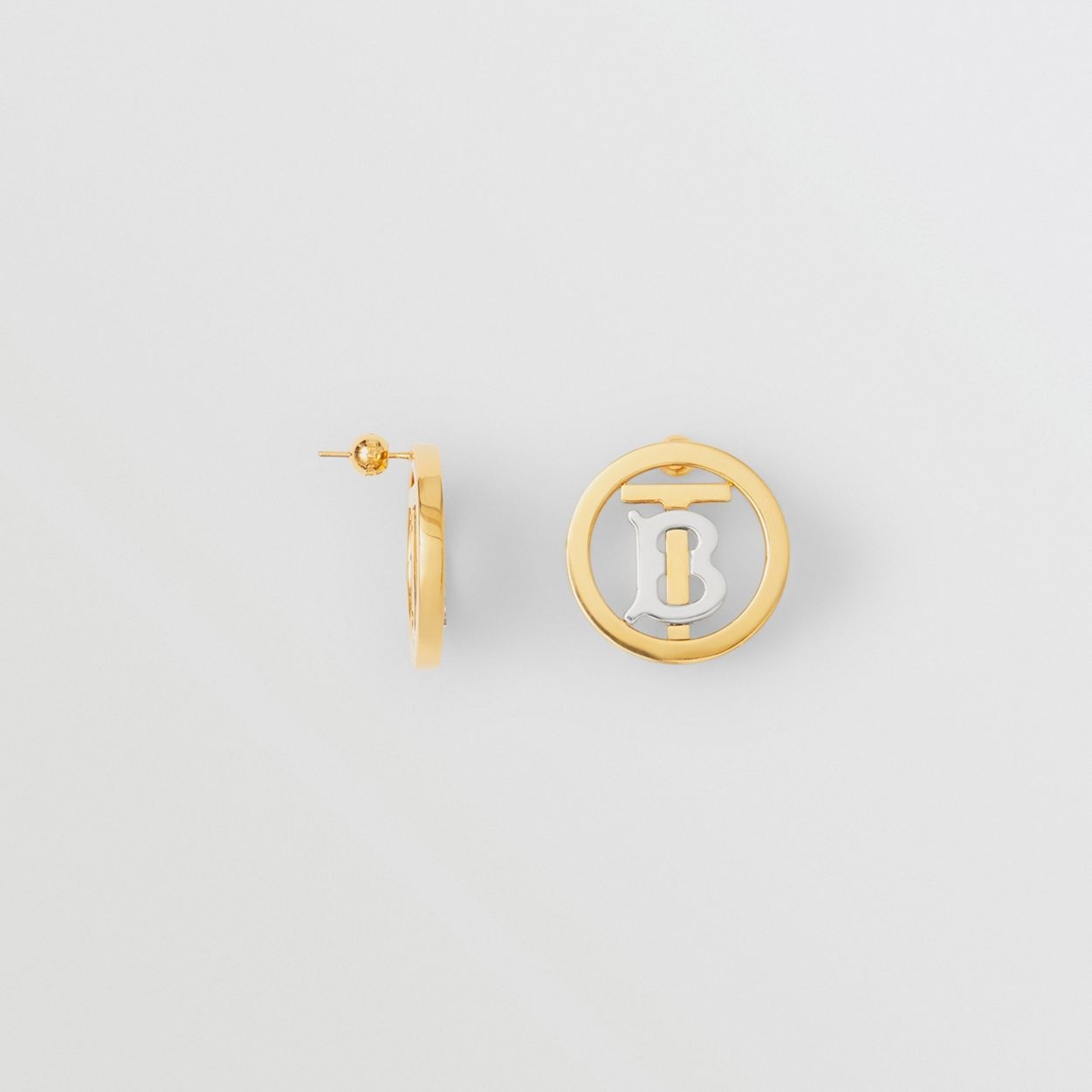 Gold and Palladium-plated Monogram Motif Earrings - 4
