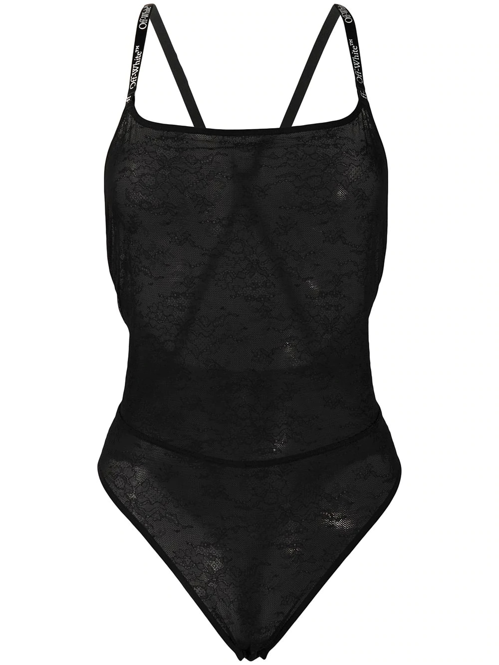 crossover-strap lace bodysuit - 1