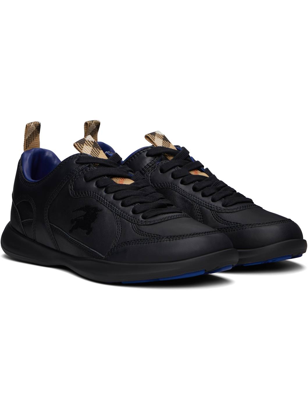 Black Leather Matrix Sneakers - 4