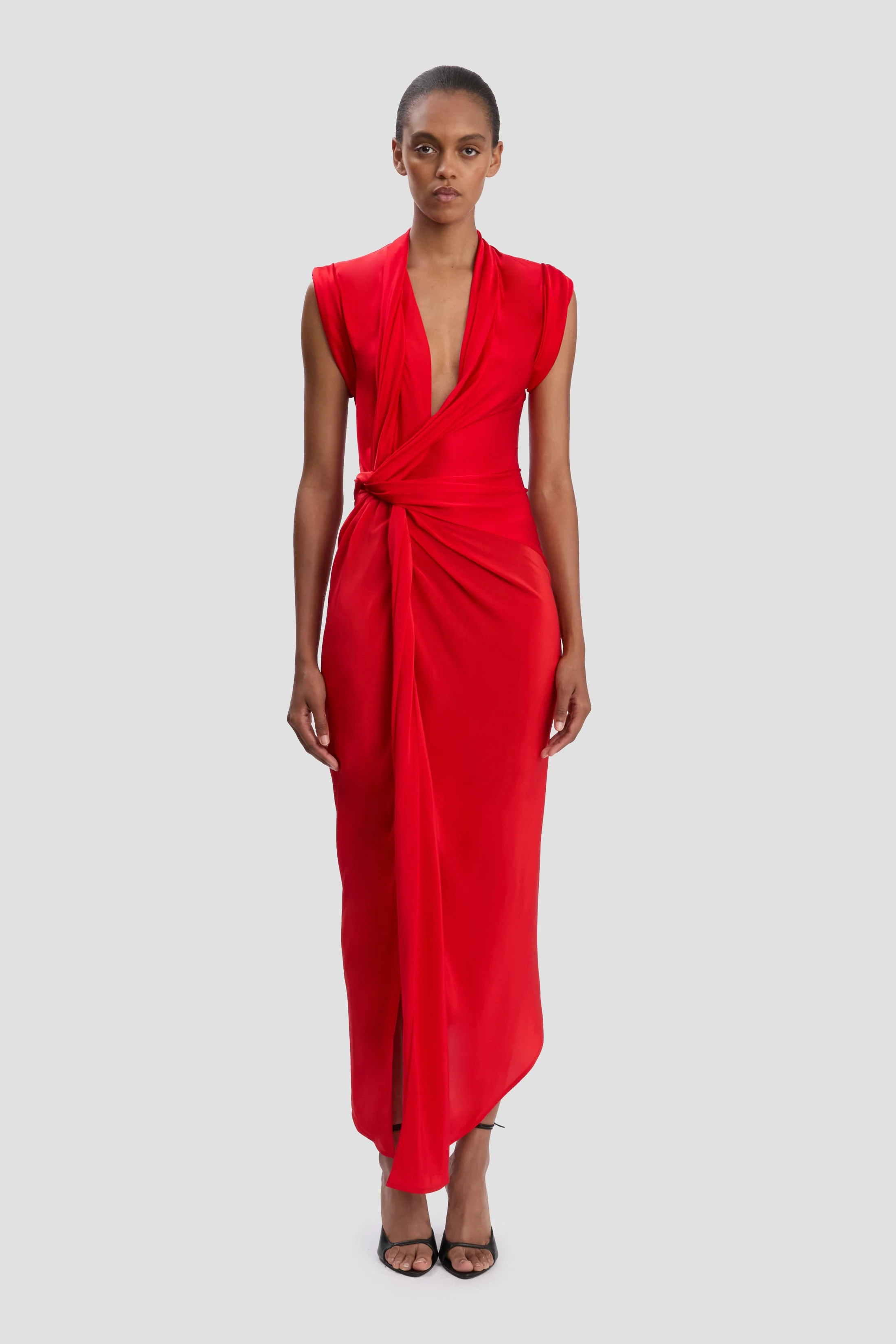 Victoria Beckham Twist Dress In Cardinal Red - 1126WDR006893A