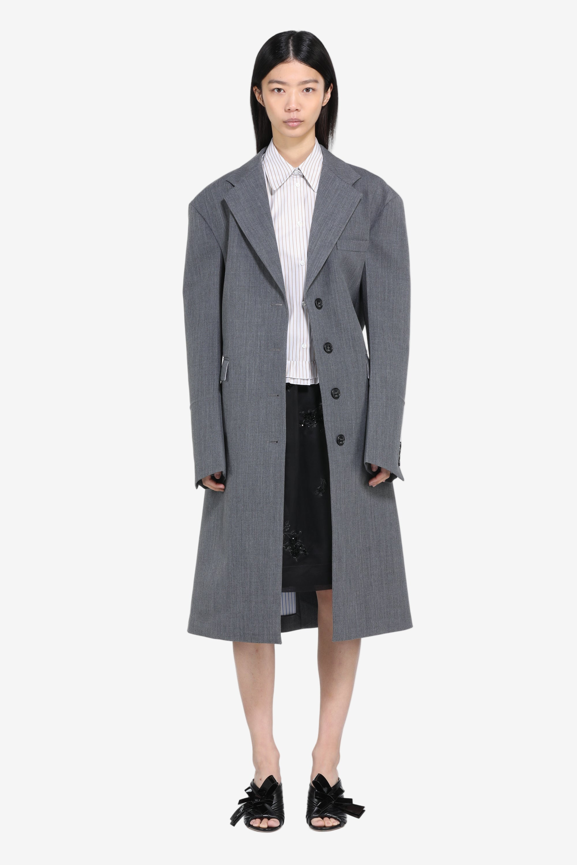 LONG COAT WITH SHOULDER PADS - 4