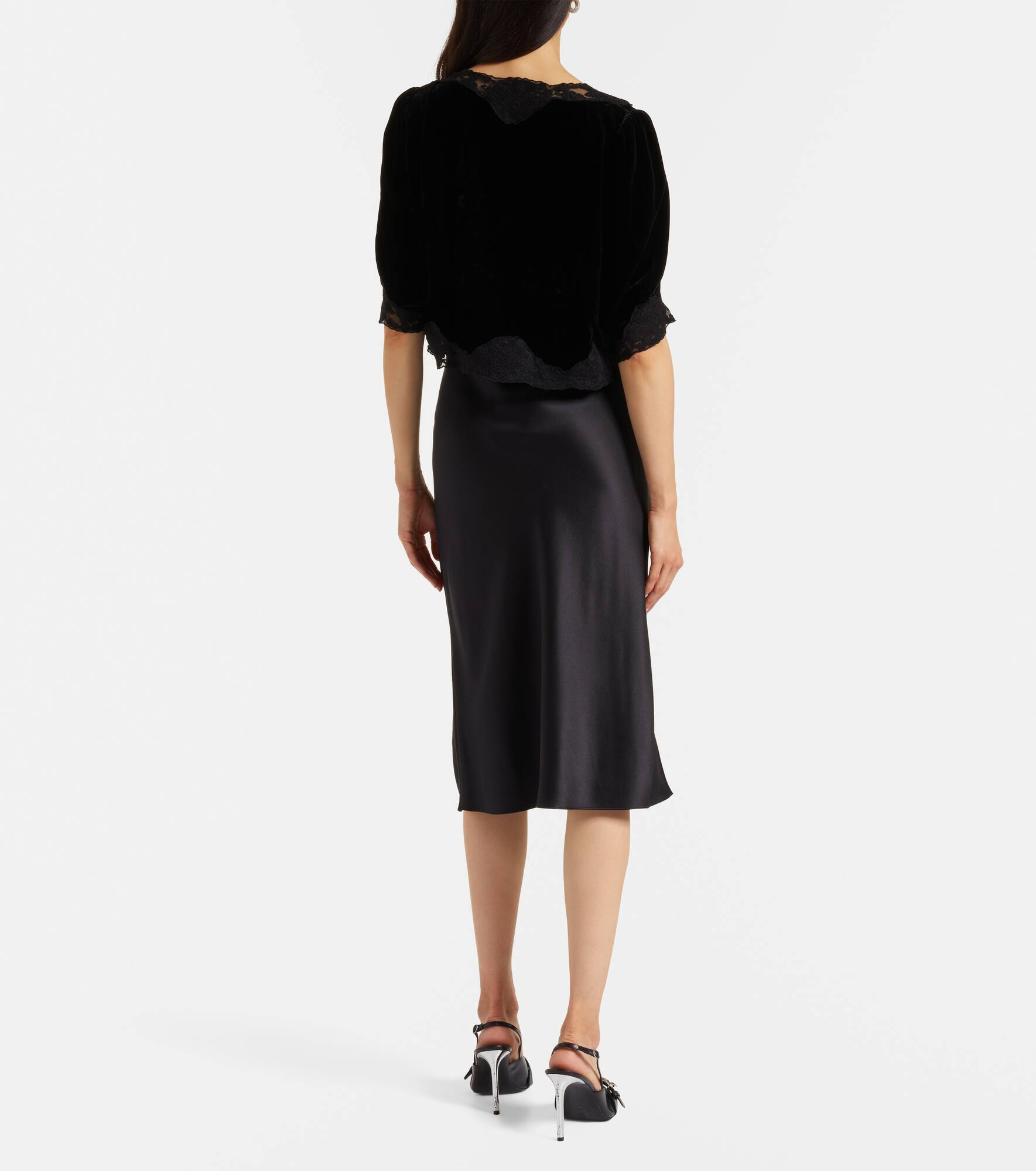 Ursula lace-trimmed velvet top - 3