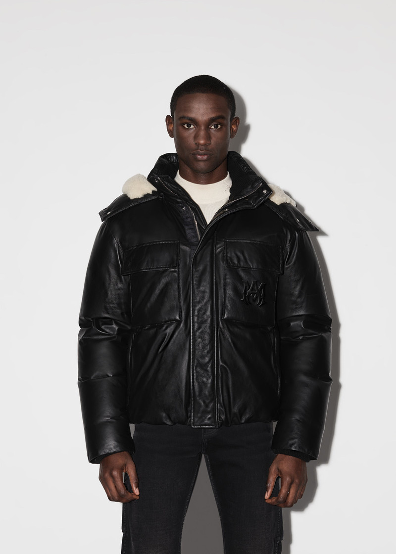 HOODED LEATHER DOWN JACKET 2
