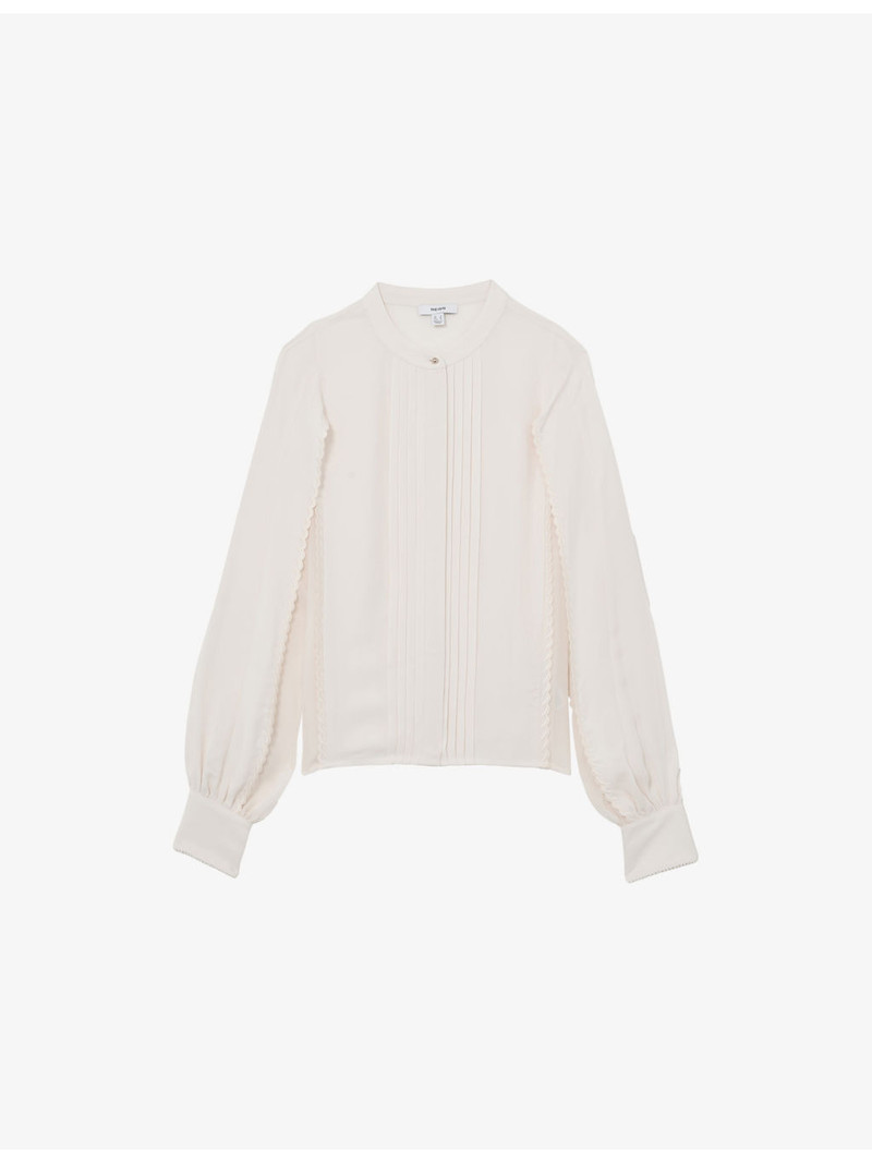 Maddie Pleated Embroidered Woven Blouse 1