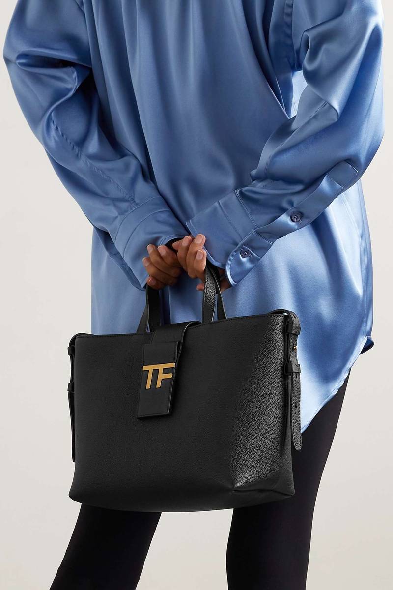 TOM FORD Embellished textured-leather tote outlook
